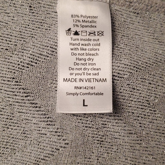 LuLaRoe Metallic Silver Lg Sarah Cardigan - Picture 5 of 5